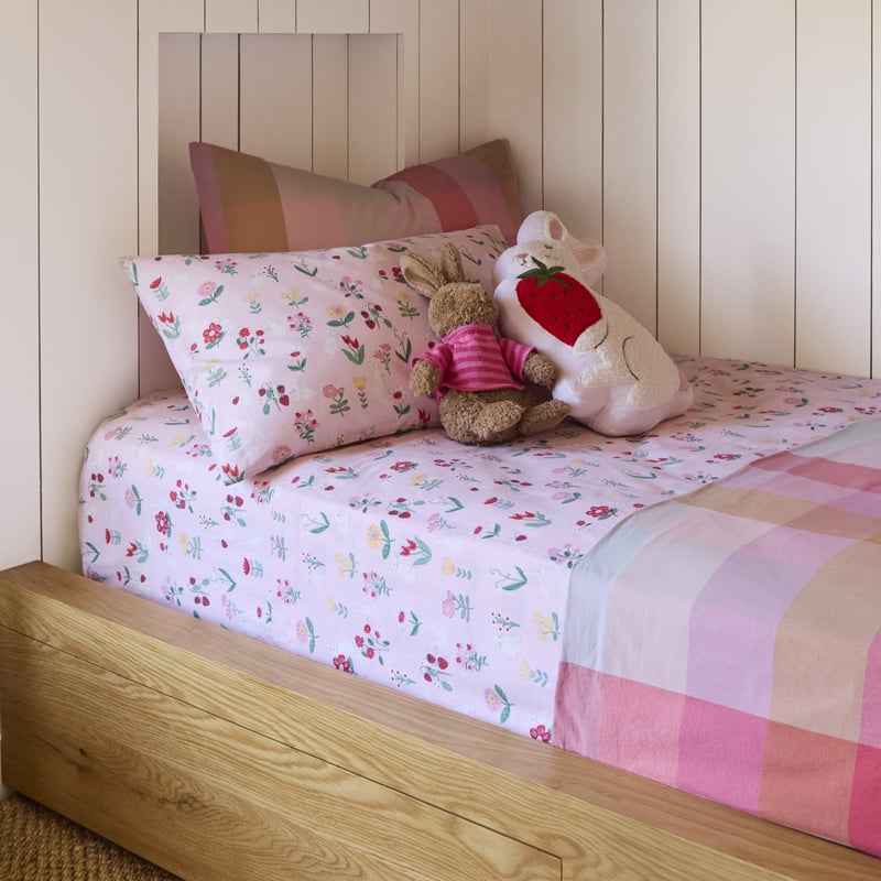 Bunny Floral Pale Pink Sheet Set