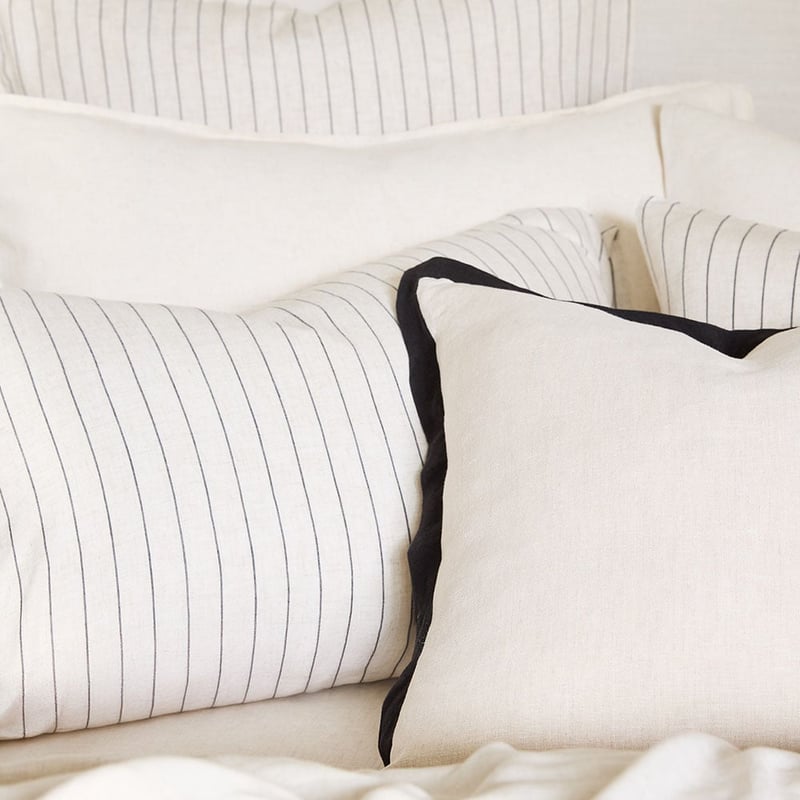 Washed Bamboo Linen Black & Natural Stripe Quilt Cover Set + Separates