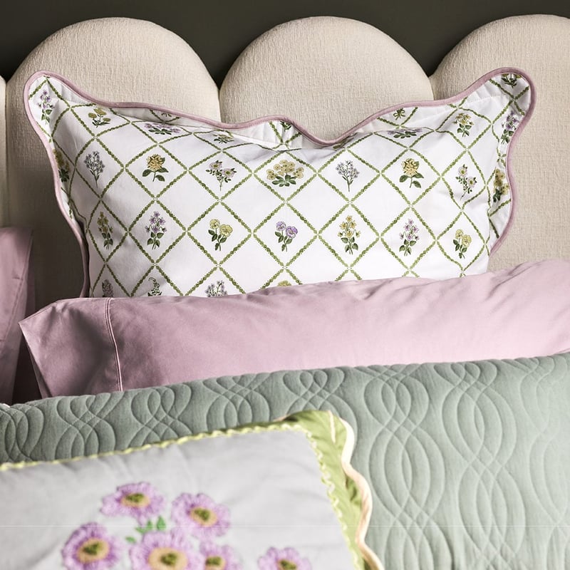 Josephine Floral Green Quilted Pillowcases