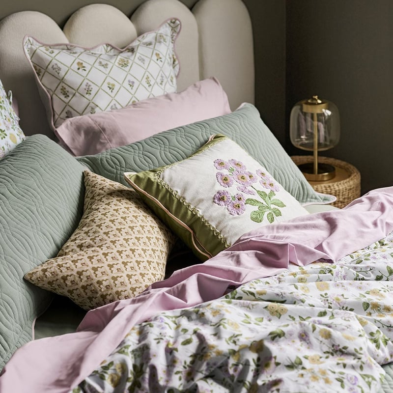 Josephine Floral Green Quilted Pillowcases