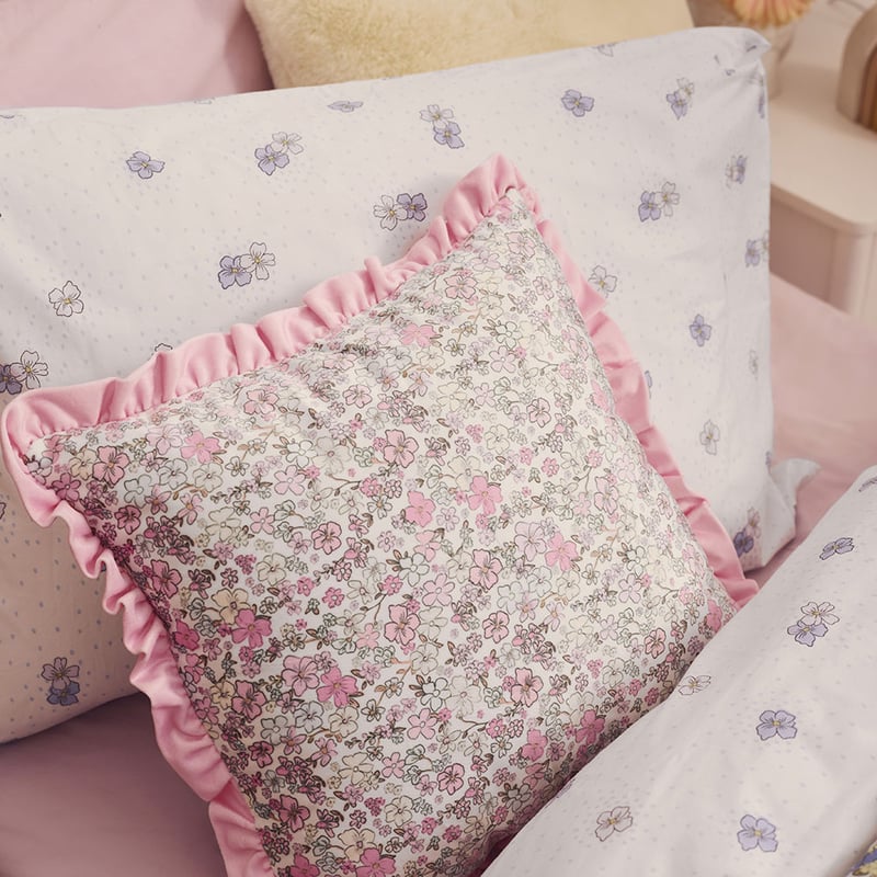 Heirloom Pink Lou Lou Floral Ruffle Cushion