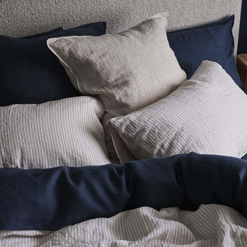 Vintage Washed Linen Cinnamon Stripe Quilt Cover Separates