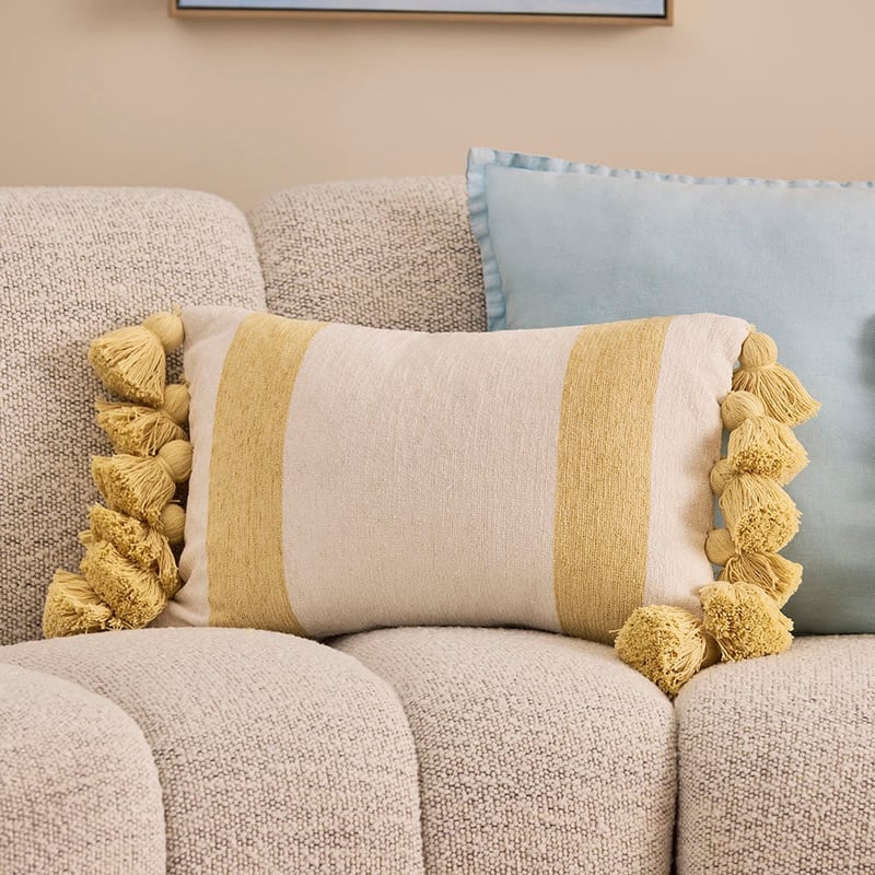 Garden House Pastel Yellow Stripe Cushion