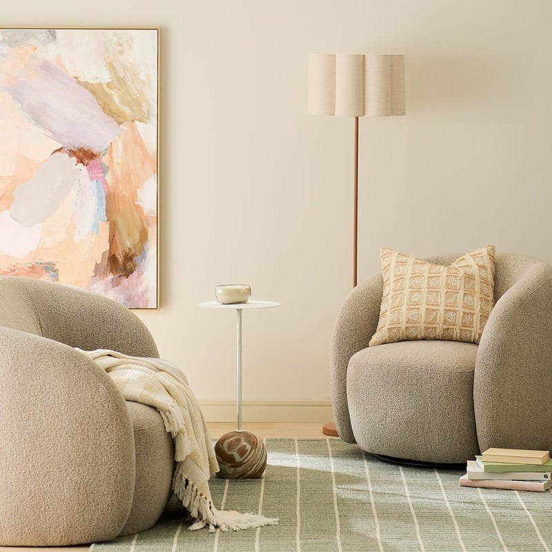 Kiel Beige Boucle 1 Seater Swivel Chair