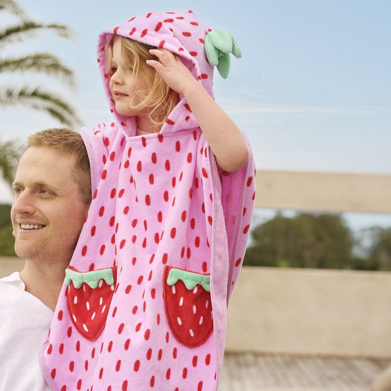 Kids Strawberry Sweet Beach Hooded Towel
