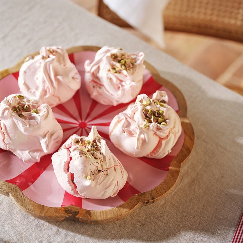 Christmas Red & Pink Mango Wood Scalloped Platter