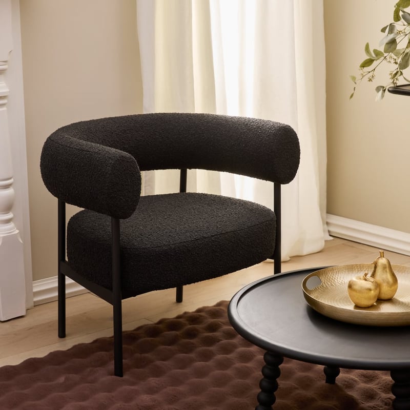 Milroy Black Boucle 1 Seater Chair