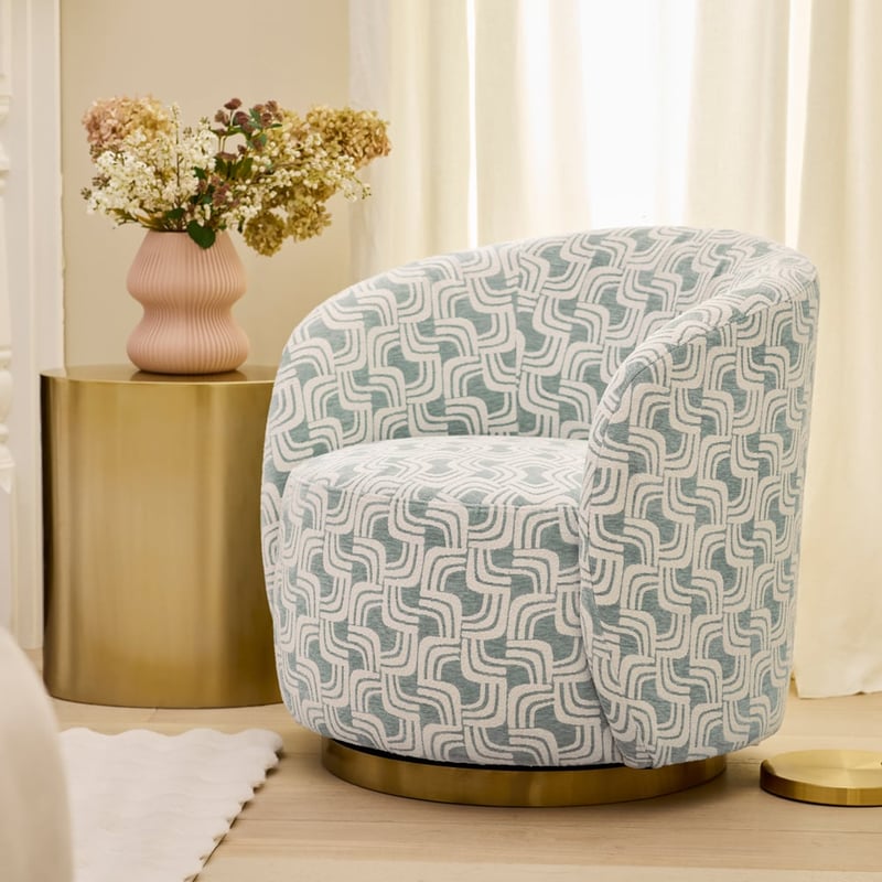 Cleo Sky Blue Jacquard Geo Swivel Chair