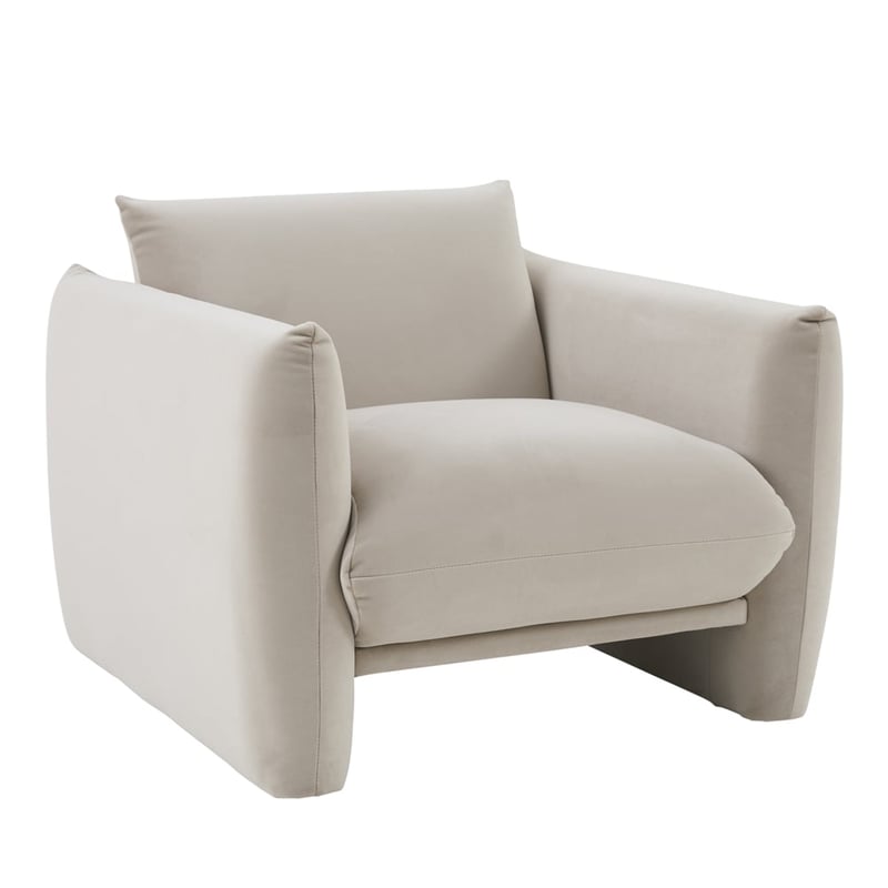 Ingrid Beige Velvet 1 Seater Sofa