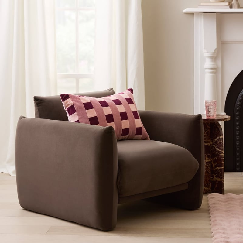 Ingrid Chocolate Velvet 1 Seater Sofa
