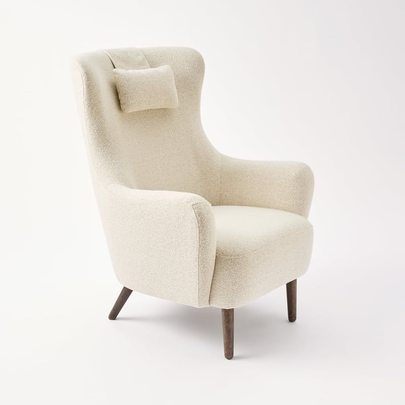 Yorkton Pearl Boucle Chair & Foot Stool Set