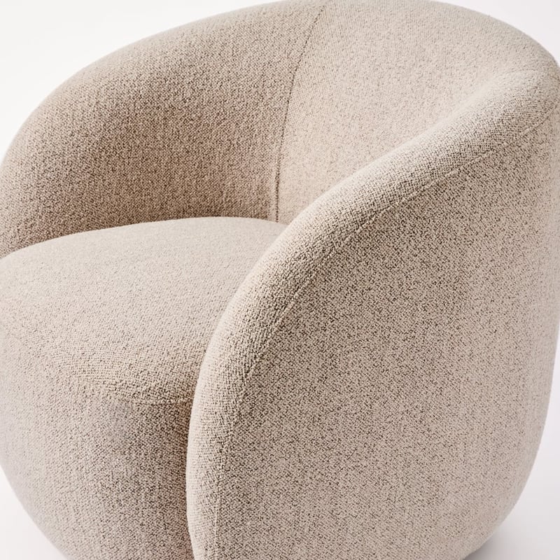 Kiel Beige Boucle 1 Seater Swivel Chair
