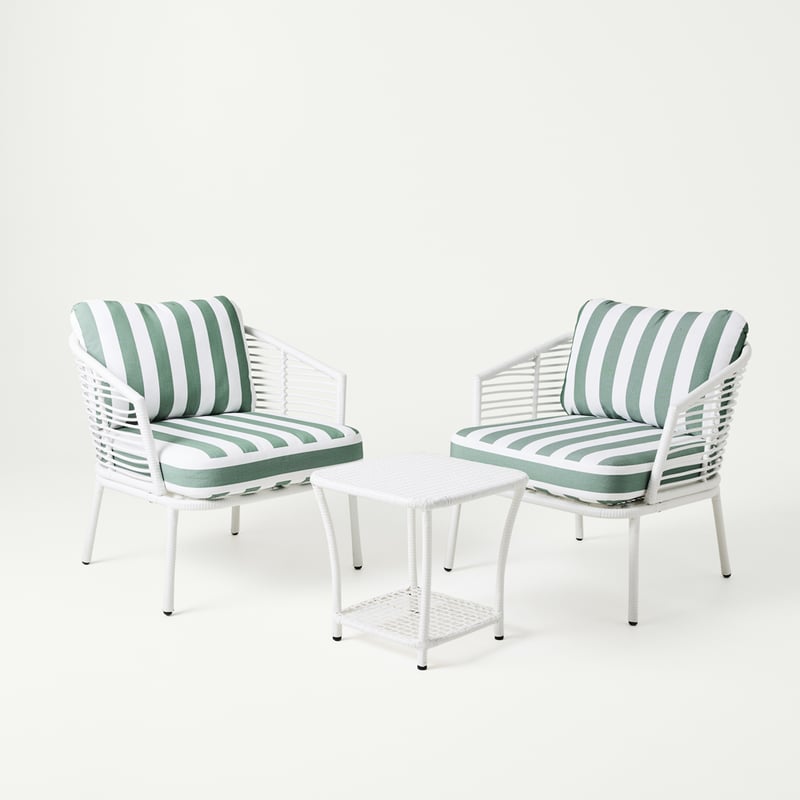 Whitehaven White & Forest Stripe Outdoor Lounge Set 
