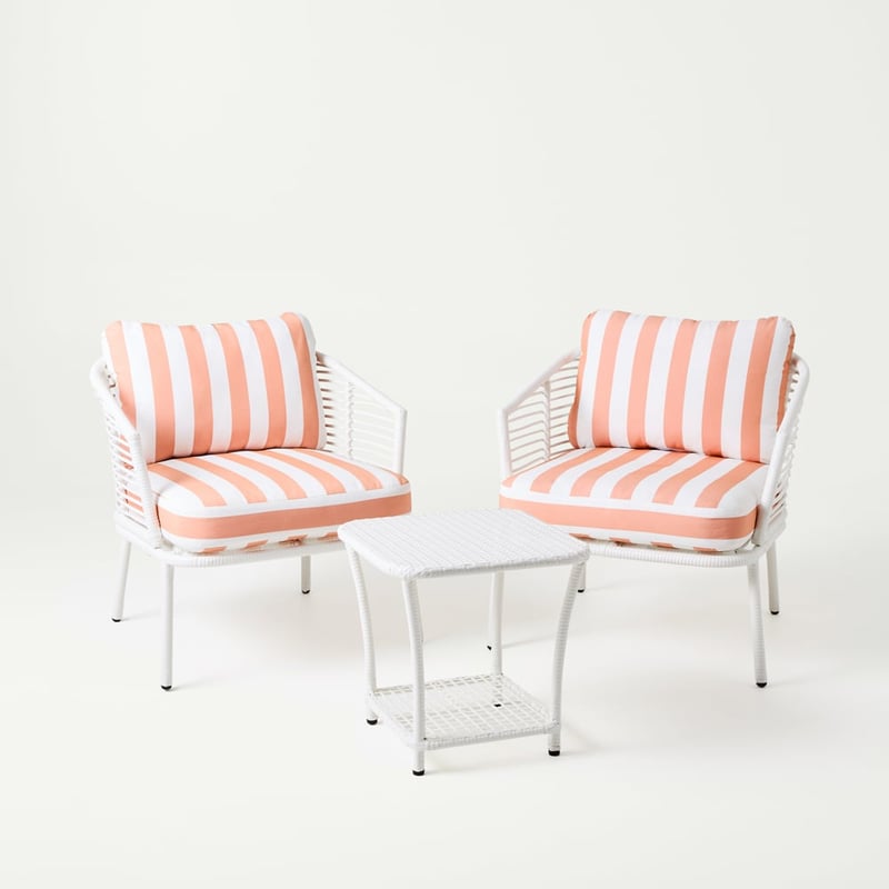 Whitehaven White & Mandarin Stripe Outdoor Lounge Set