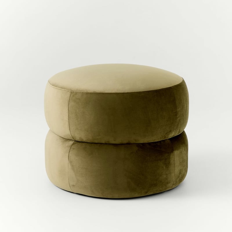 Poppi Olive Velvet Ottoman