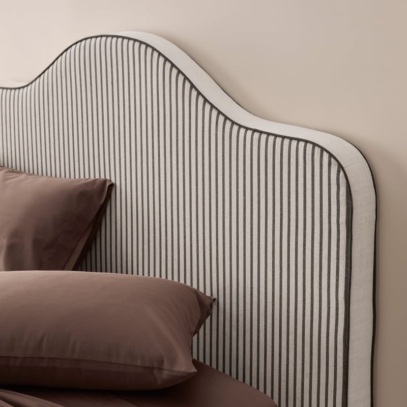 Cliveden Natural & Charcoal Stripe Reversible Bedhead