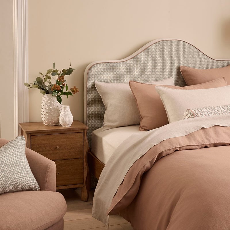 Cliveden Natural, Hazelnut & Hyde Print Reversible Bedhead