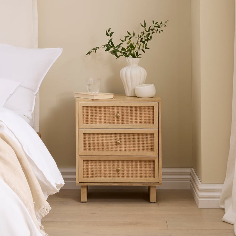 Anjuna Natural 3 Drawer Bedside Table