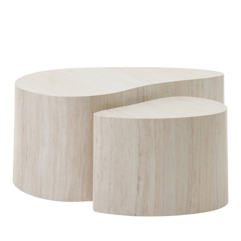Ely Faux Travertine Coffee Table Set