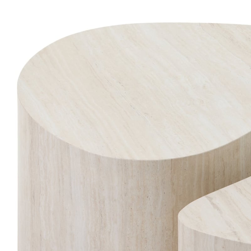 Ely Faux Travertine Coffee Table Set