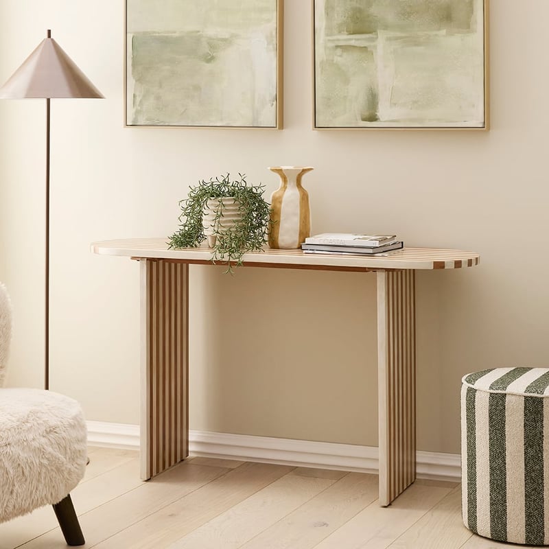 Enzo Natural & Walnut Stripe Console