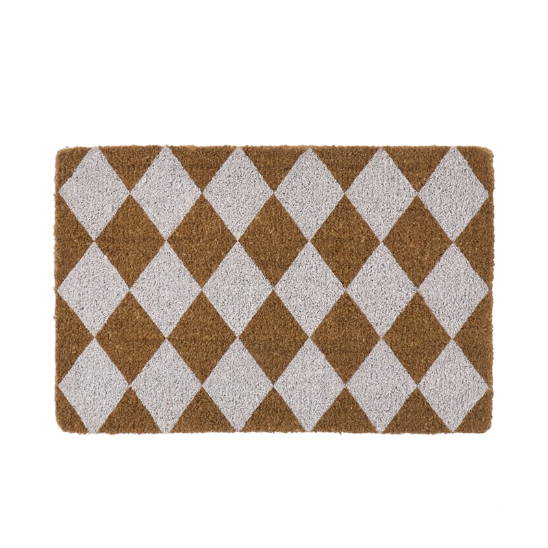 Coir Diamond Tile White Doormat