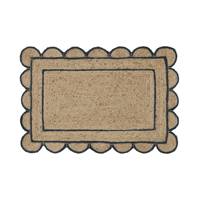 Jute & Navy Scalloped Indoor Mat