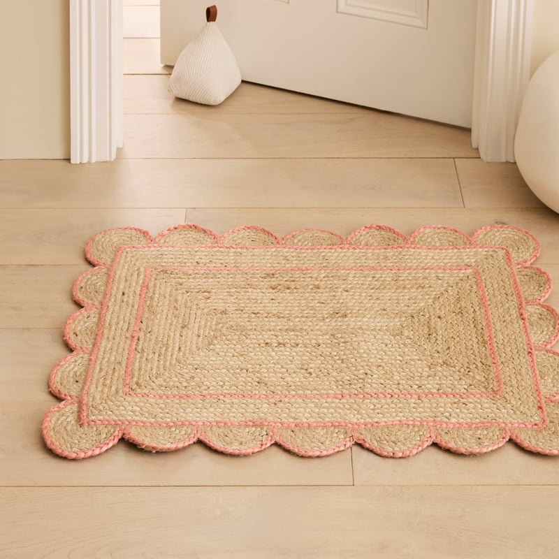 Jute & Pink Scalloped Indoor Mat