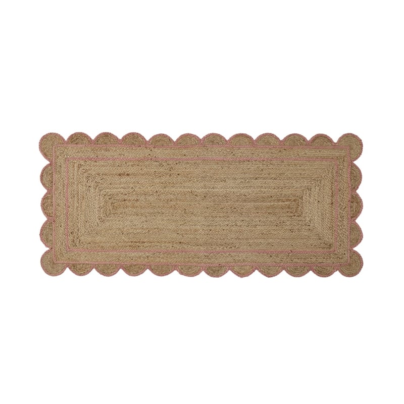 Jute & Pink Scalloped Indoor Rug Runner