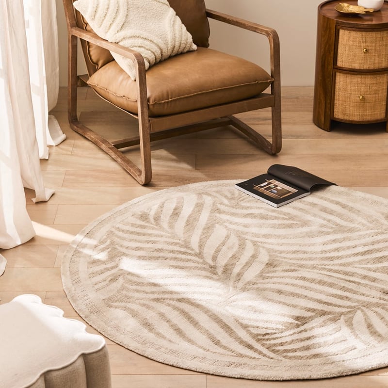 Natures Resort Natural & White Round Rug