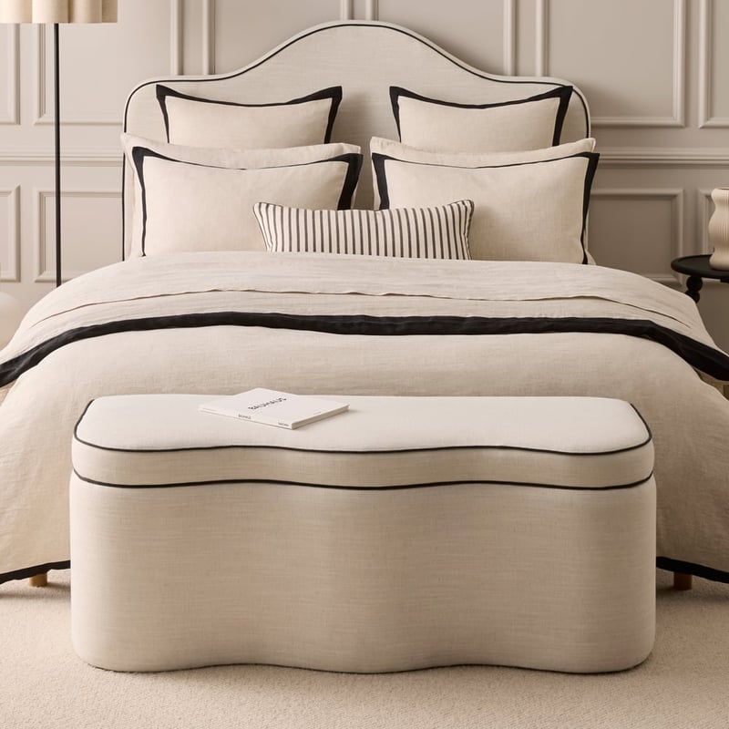 Cliveden Natural & Charcoal Stripe Reversible Bedhead