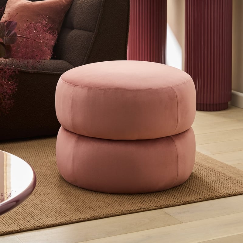 Poppi Rose Velvet Ottoman