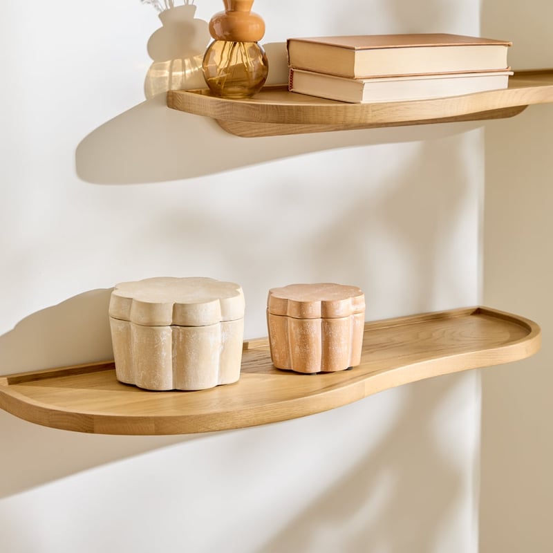 Wave Oak Wall Shelf Pack of 2