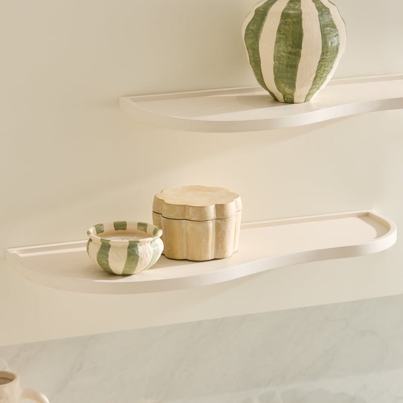 Wave White Wall Shelf Pack of 2