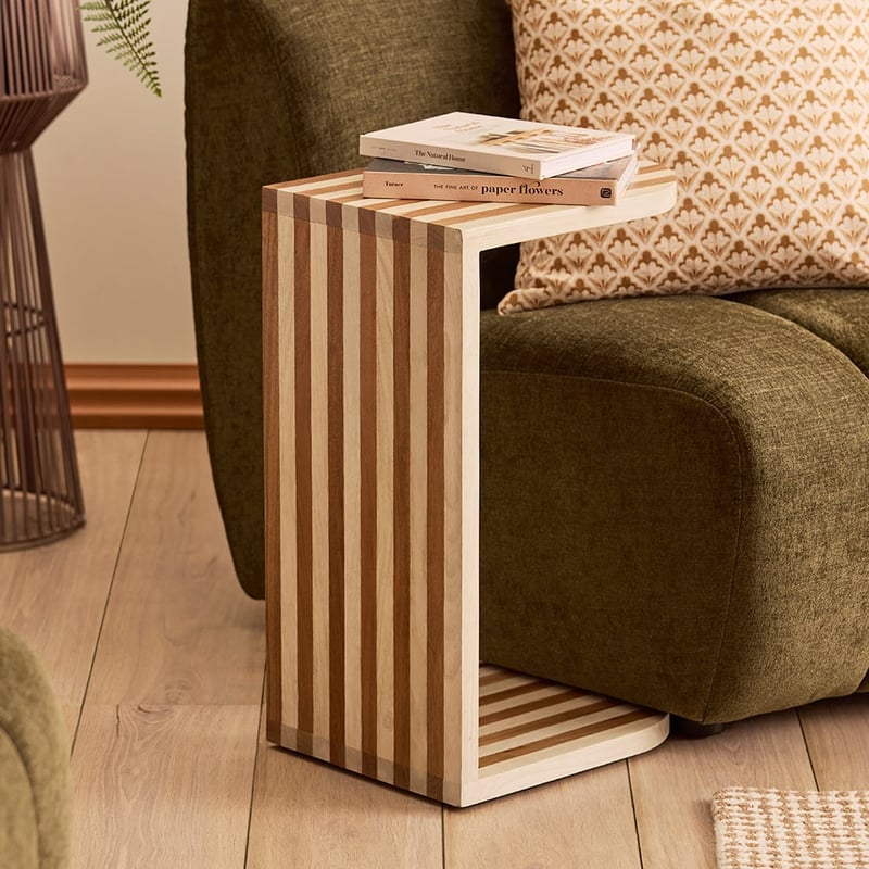 Enzo Natural & Walnut Stripe C Table