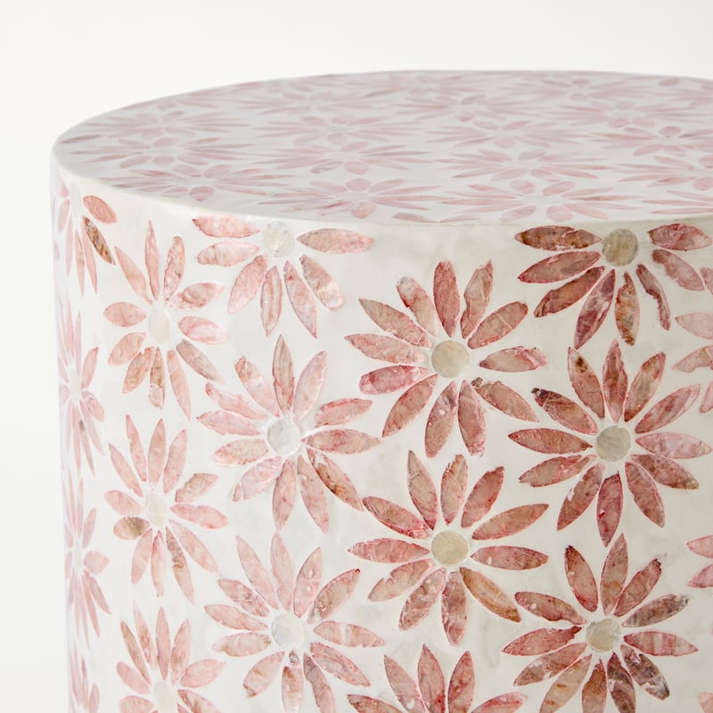 Capiz Petal Pink & White Side Table
