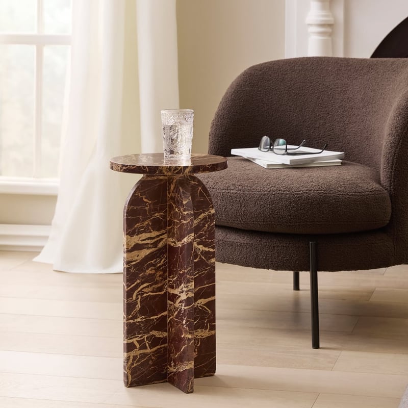 Burgundy Marble Drinks Table