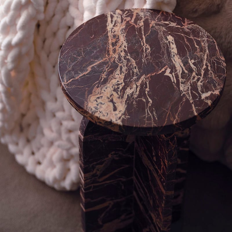 Burgundy Marble Drinks Table