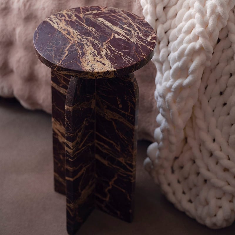 Burgundy Marble Drinks Table