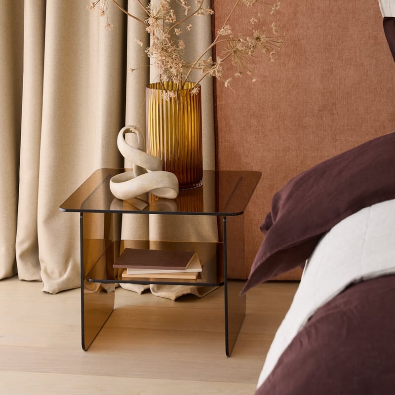 Prism Amber Tinted Glass Side Table