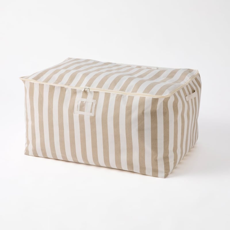 Natural Wide Stripe Storage Bags