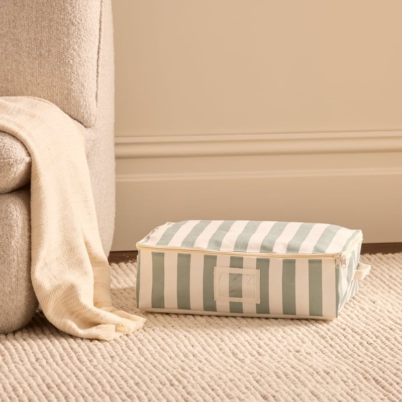 Sage Wide Stripe Storage Bags