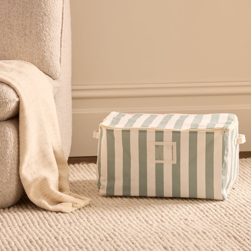 Sage Wide Stripe Storage Bags