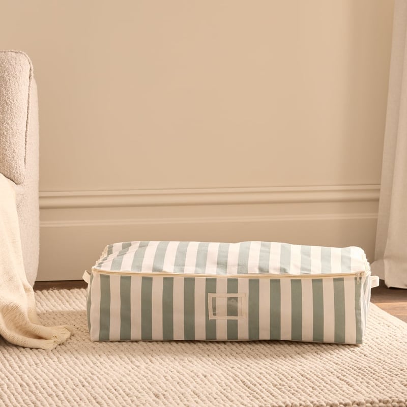 Sage Wide Stripe Storage Bags