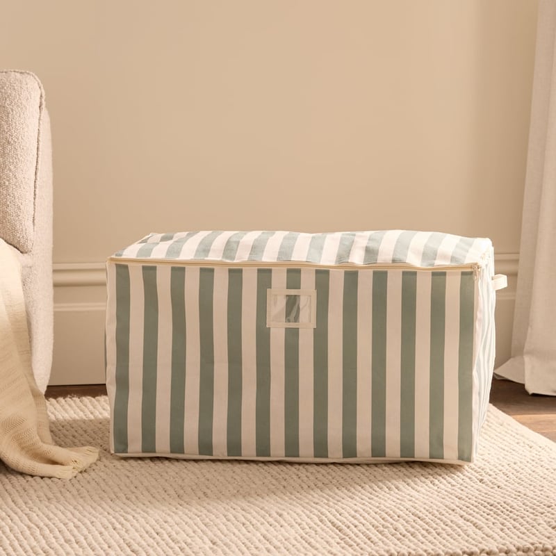 Sage Wide Stripe Storage Bags