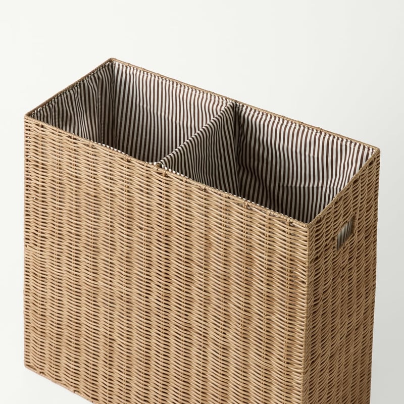 Scalloped Natural Divided Laundry Basket