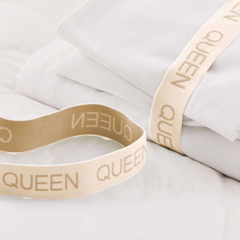 White & Natural Bedlinen Storage Band Set of 6