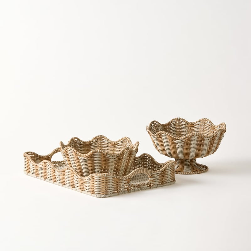 Marloe Taupe & White Pedestal Bowl