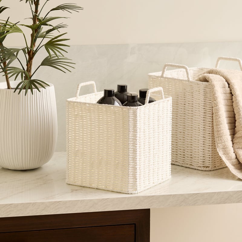 Sala White Small Square Basket