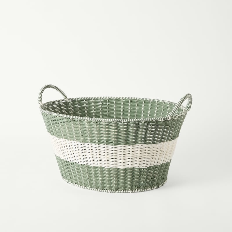 Eden Green & White Wash Basket
